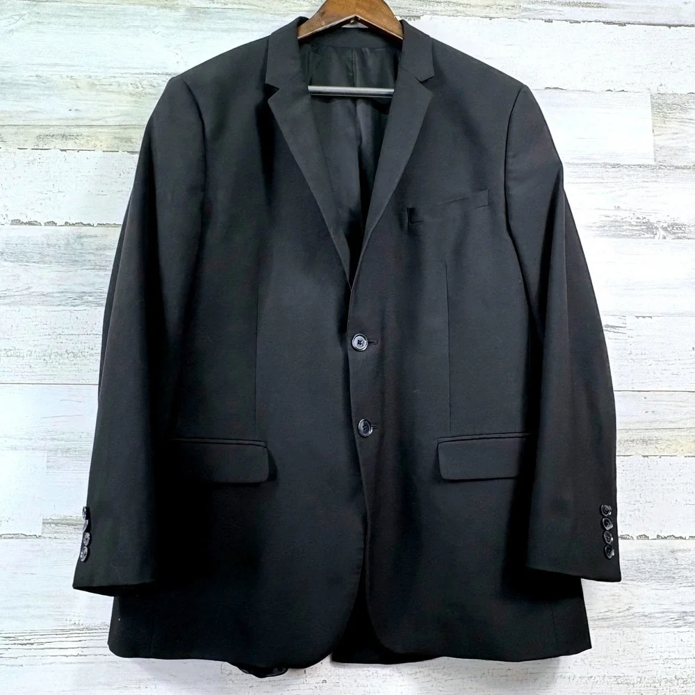 Calvin Klein Blazer Mens XL Black Infinite Slim Fit Two Button Sport Coat Sleek